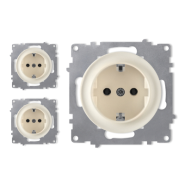 3х Schuko socket outlet set - beige