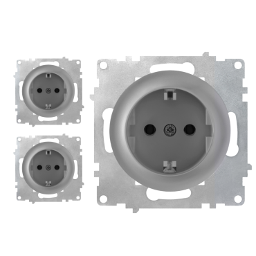 3х Schuko socket outlet set - grey