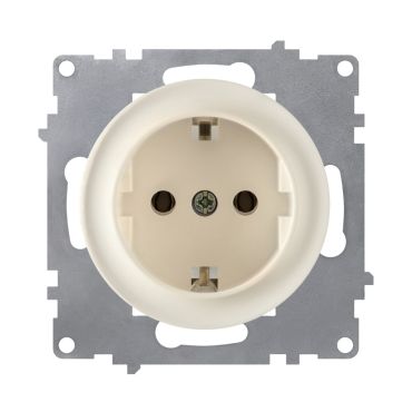 Schuko socket with protective shutters and grounding, screw terminals, without frame, beige