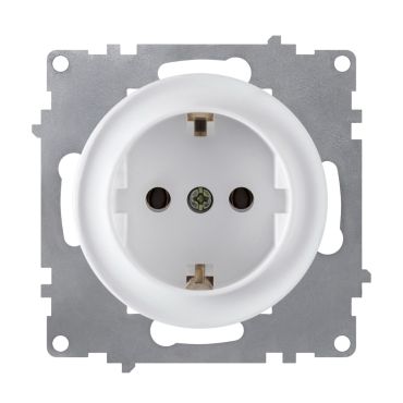 Schuko socket outlet with screw terminals, grounding, 230V/16A, without frame, white