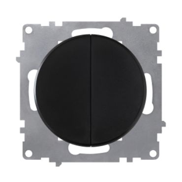 Series switch, double, 1-way, flush-mount, without frame, black