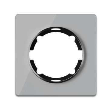 Glass cover frame for light switch, single socket, flush-mount, Garda series, grey