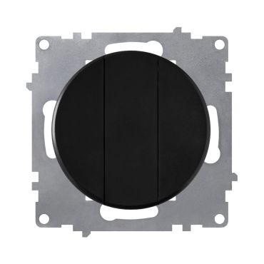 Triple series switch, 1-way, flush-mount, without frame, black